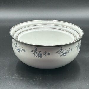 Vintage Johann Haviland blue garland enamelware nesting bowls